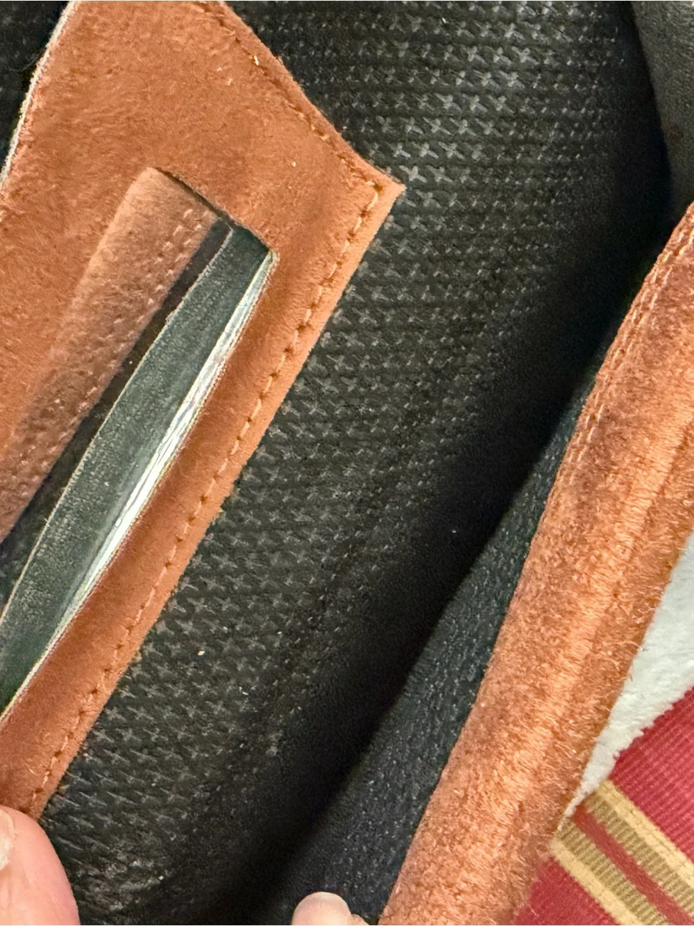 Multicolor Woven Card & Key Holder with Tan Leather Accent